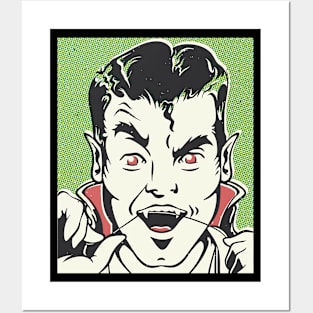 Vampire Flossing Funny Retro Vintage Halloween Dentist Dental Hygienist Posters and Art